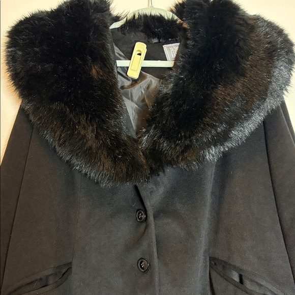 Jessica London Plus Size Long Wool-blend Coat With Faux Fur Collar 24 - Picture 4 of 9